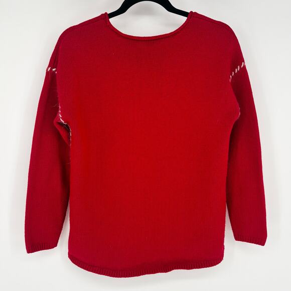 J. Jill Red Holiday Reindeer Yak Wool Rabbit Blend Sweater Size S - Picture 5 of 6